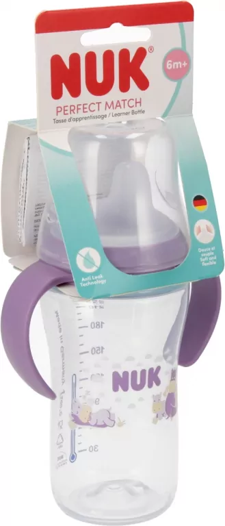 NUK. Butelka do nauki picia. 260 ml. Hipopotam - tantis.pl