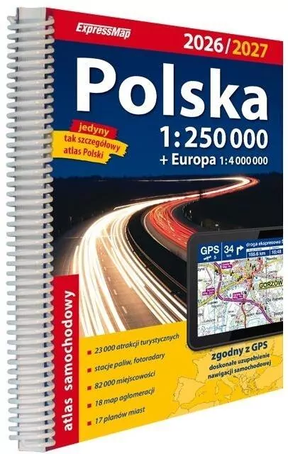 Atlas samochodowy Polska 1:250 000 w.2026/2027 - tantis.pl