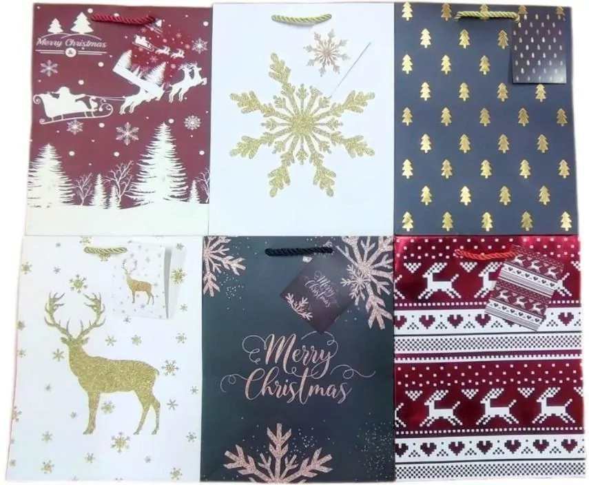 Torebka ozdobna LUX brokat Święta PL-2 mała - tantis.pl