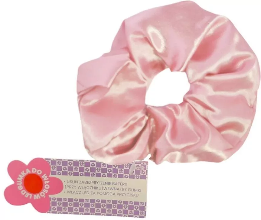 Gumka scrunchie do włosów led różowa - tantis.pl
