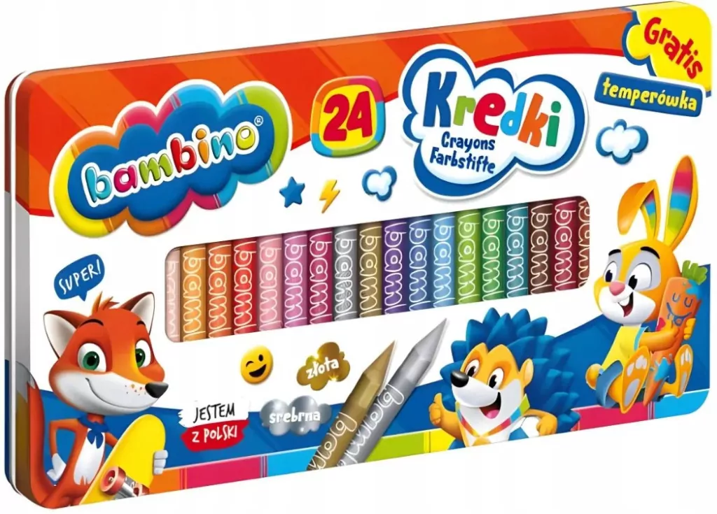Bambino. Kredki 24 kolory + temperówka - tantis.pl