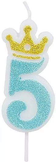Świeczka 5 niebieska 6,8cm PARTY GO - tantis.pl