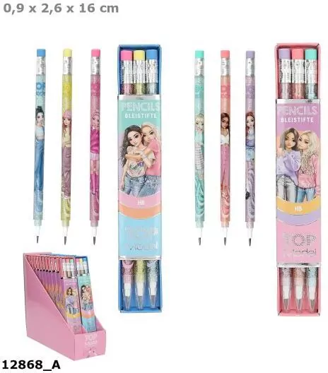 Ołówki przekładane z gumką w pudełku Top Model 1szt.mix 12868A - tantis.pl