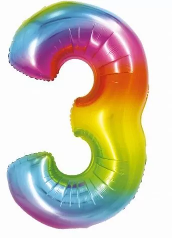 Balon foliowy. Smart. Cyfra 3. Tęczowa 76 cm - tantis.pl