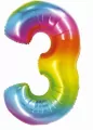 Balon foliowy. Smart. Cyfra 3. Tęczowa 76 cm - tantis.pl