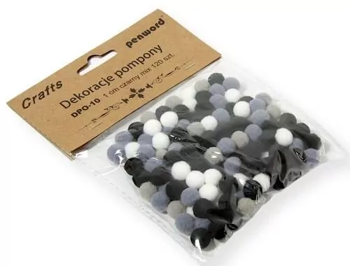 Dekoracje pompony 1cm mix czarny - tantis.pl