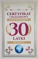 Karnet Certyfikat Urodzinowy 30 urodziny damskie - tantis.pl