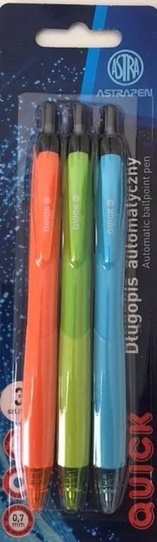 Długopis automatyczny trójkątny Colorful Pen Astra 0.6 mm blister 3 sztuki - tantis.pl