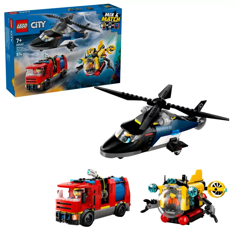 LEGO® City. Zestaw z helikopterem, wozem strażackim i łodzią podwodną 60462 - tantis.pl