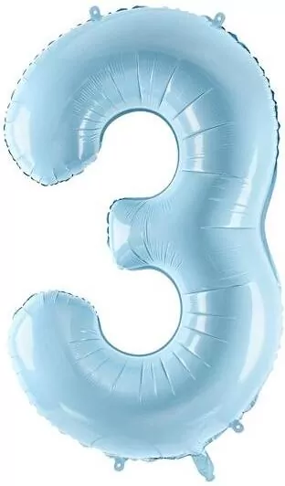 Balon foliowy 3 jasny niebieski 86cm - tantis.pl