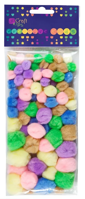 Pompony akrylowe mix pastel, 78 szt. (KSPO-002) - tantis.pl