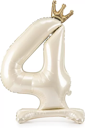 Stojący balon foliowy cyfra 4 84cm jasny krem - tantis.pl
