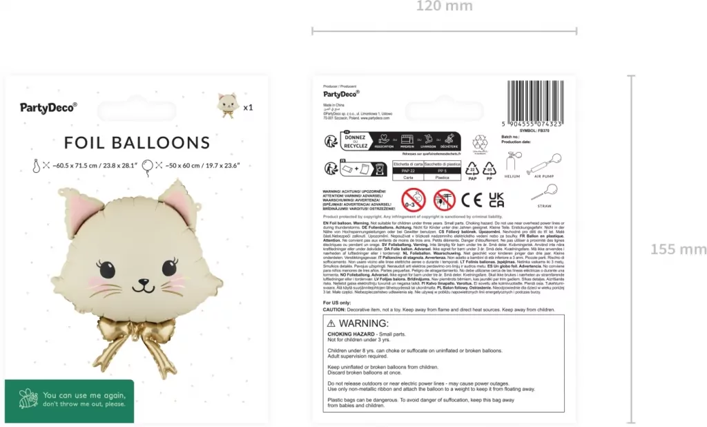 Balon foliowy Kotek 50x60cm - tantis.pl