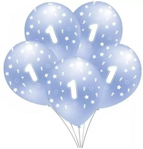 Balon z nadrukiem "1". Niebieski - tantis.pl