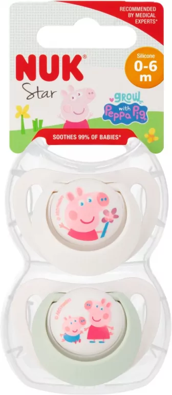 NUK. Smoczek. 2 sztuki. 0-6 miesięcy. Peppa - tantis.pl