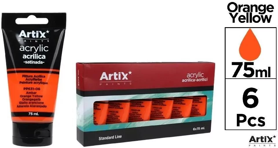 Farba akrylowa bursztynowo-żółta 75ml - tantis.pl