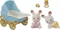 Zestaw wózek z bliźniakami królików z czekoladowymi uszkami. Sylvanian Families - tantis.pl