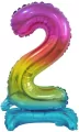 Balon foliowy 2, stojący, tęczowy, 38 cm - tantis.pl