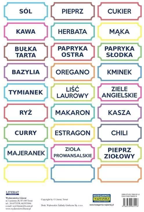 Naklejki na przyprawy. Kolorowe - tantis.pl