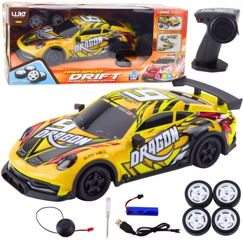 Auto sportowe R/C podświetlana karoseria żółte - tantis.pl