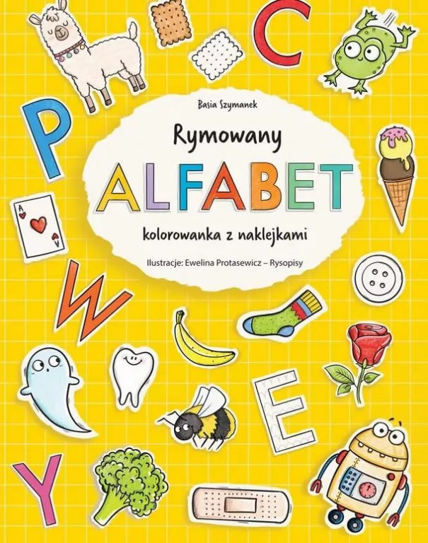Rymowany alfabet. Kolorowanka z naklejkami - tantis.pl