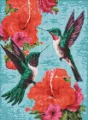 Diamentowa mozaika - Szmaragdowe kolibry 30x40cm - tantis.pl