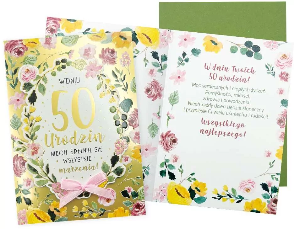 Karnet B6 Urodziny 50 (kwiaty) - tantis.pl