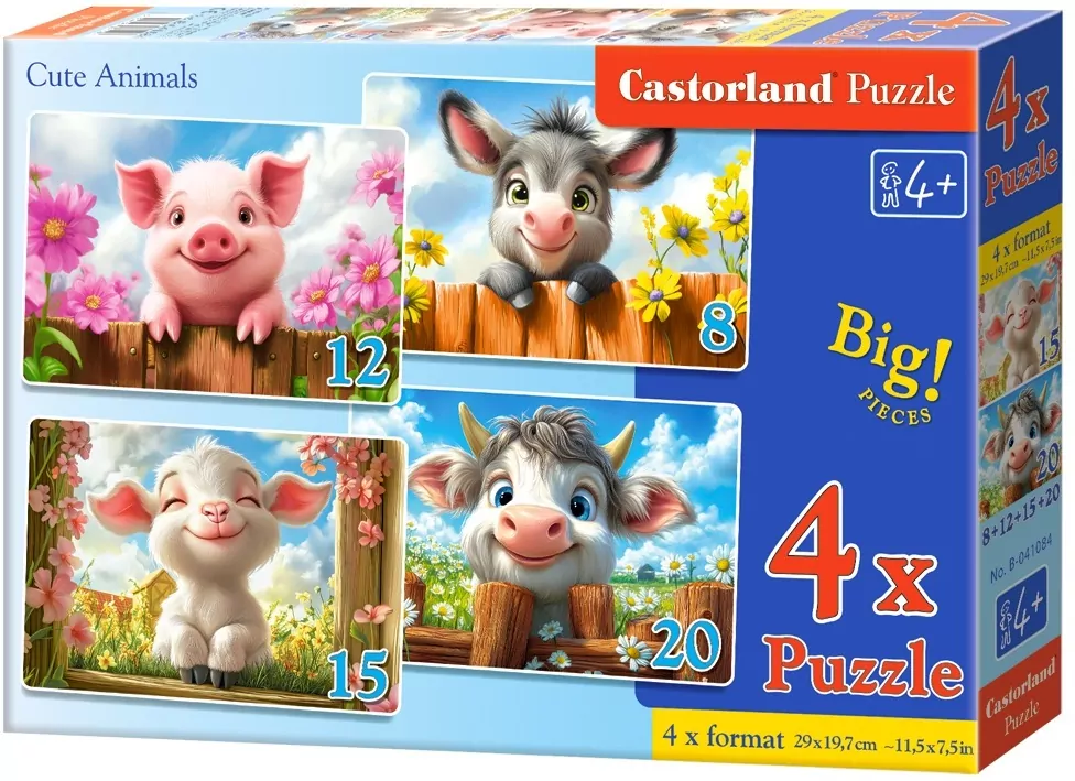 Puzzle x 4 Kontur Cute Animals CASTOR - tantis.pl