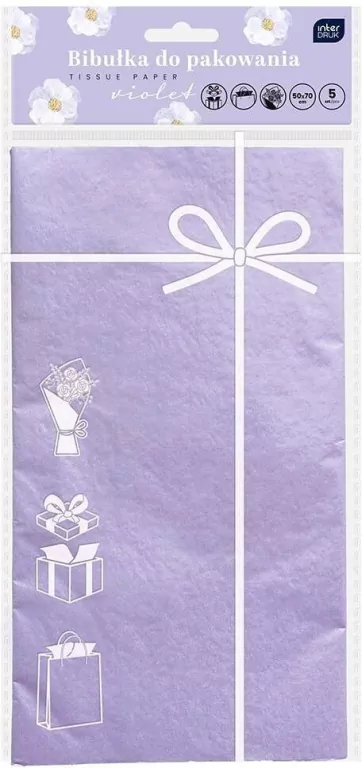 Bibułka do pakowania 50x70cm 5 arkurzy fioletowa - tantis.pl