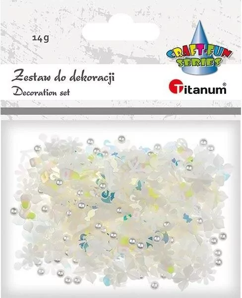 Zestaw perełki cekiny białe, mix - tantis.pl