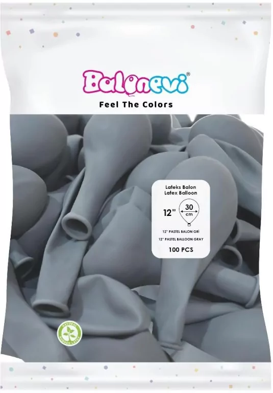 Balony lateksowe Pastel szare 30cm - tantis.pl