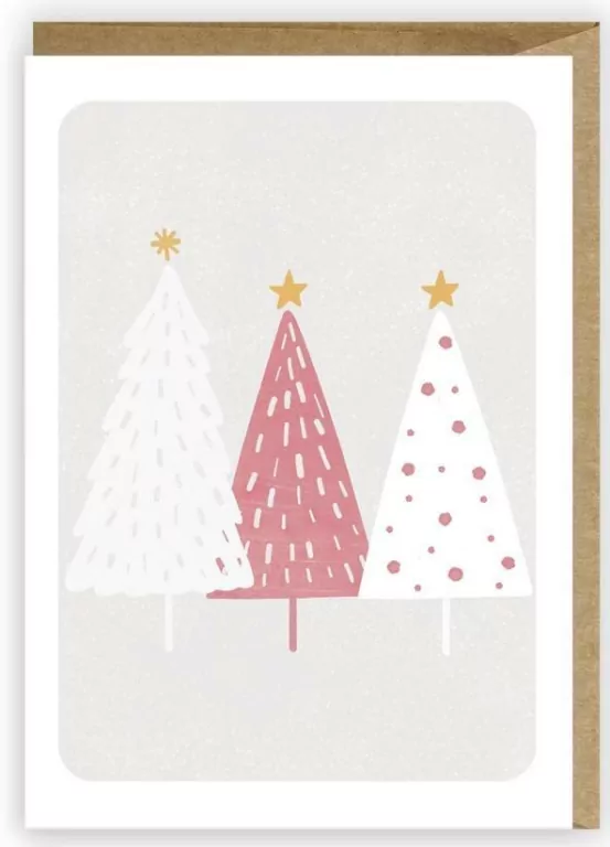 Kartka Boże Narodzenie Pastelowe choinki, eko K071 - tantis.pl