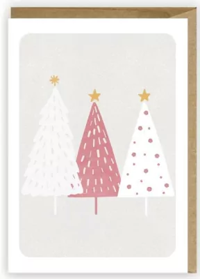 Kartka Boże Narodzenie Pastelowe choinki, eko K071