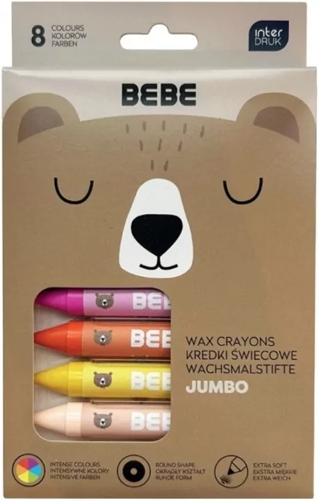 Kredki świecowe Jumbo Bebe Friends 8 kolorów - tantis.pl