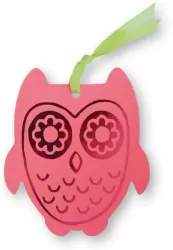 Zakładka do książek ze wstążką - Sowa różowa