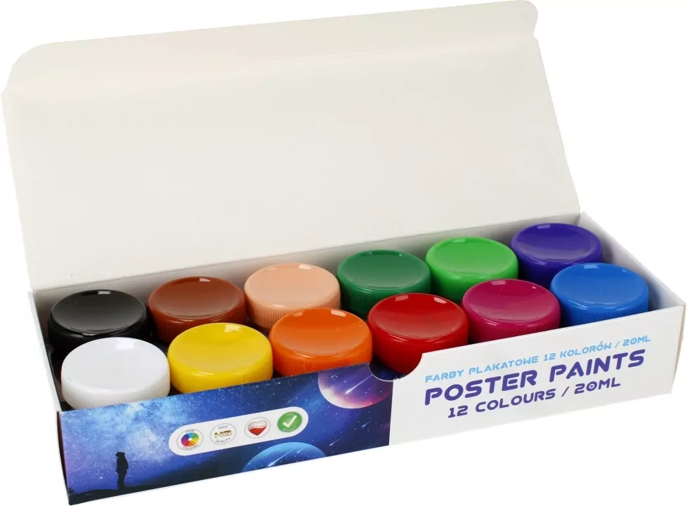 Farby plakatowe Space 20ml, 12 kolorów - tantis.pl