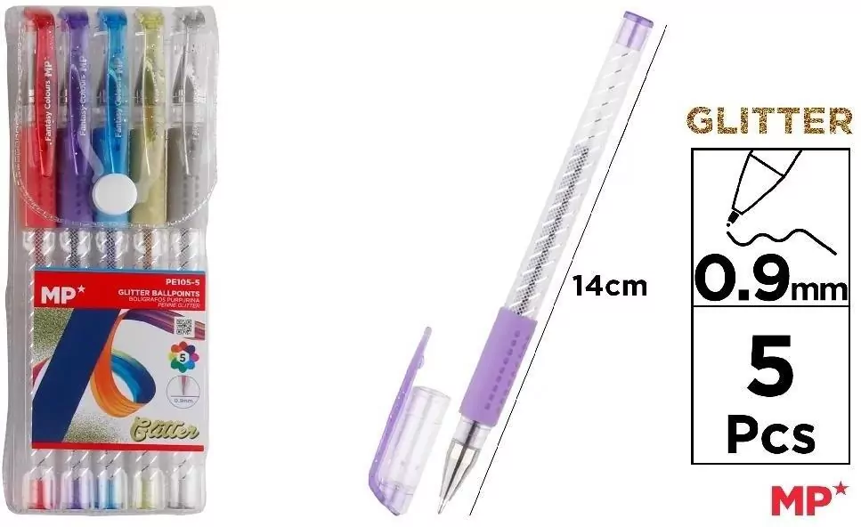 Długopis brokatowy 0.9mm 5 kolorów - tantis.pl