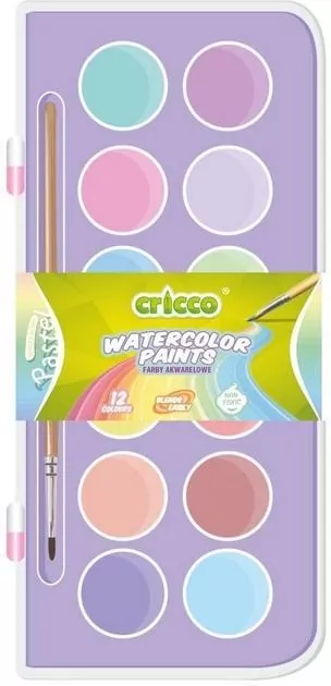 Farby akwarelowe pastelowe 12 kolorów CRICCO - tantis.pl