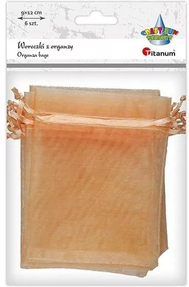 Woreczki z organzy łososiowe 9x12cm 6szt - tantis.pl