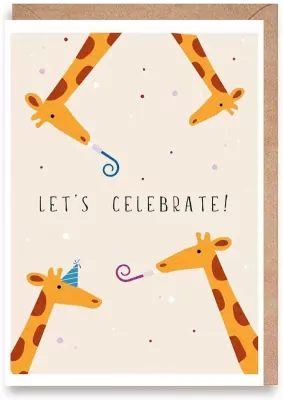 Kartka urodzinowa Żyrafy Let's celebrate!