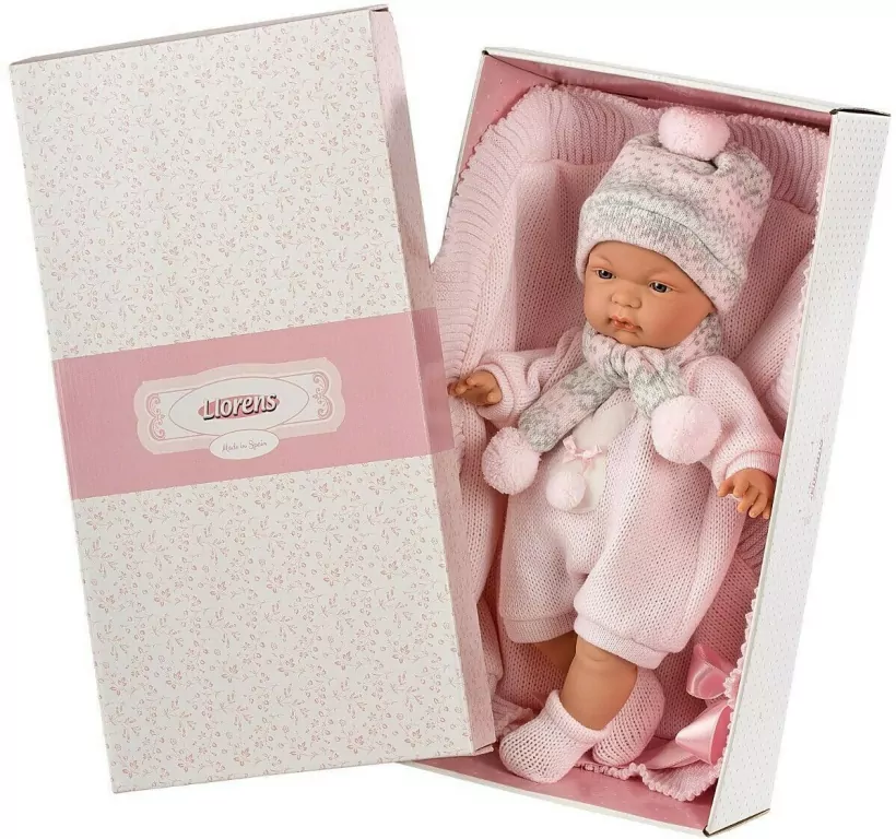 Llorens. Płacząca lalka Joelle z różowym kocykiem, 38 cm - tantis.pl