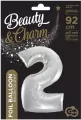 Balon foliowy cyfra 2 Beauty&Charm srebrna 92 cm - tantis.pl
