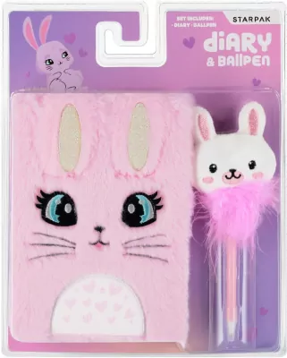 Pamiętnik pluszowy Królik z kłódką + długopis