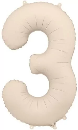 Balon foliowy cyfra 3 86cm jasny beż - tantis.pl