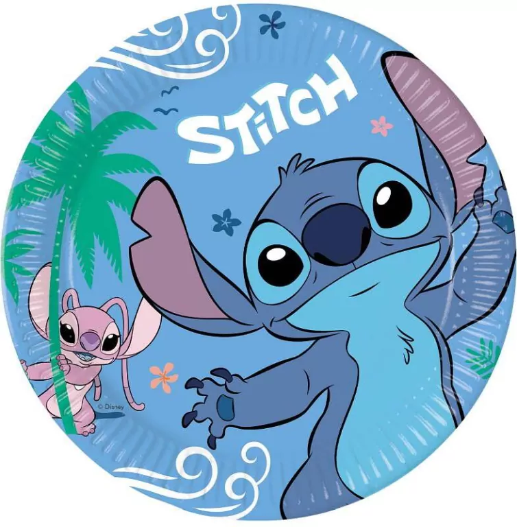 Talerzyki papierowe Stitch & Angel 23cm, 8 sztuk - tantis.pl