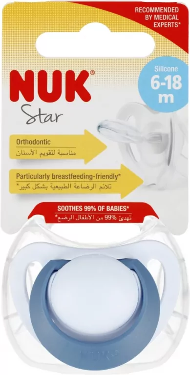 NUK. Star. Smoczek. 6-18 miesięcy. Biało- niebieski - tantis.pl