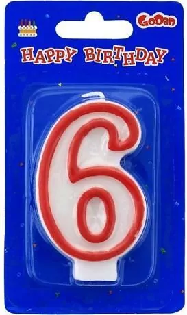 Świeczka 6 czerwony kontur 7cm - tantis.pl
