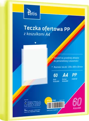 Teczka ofertowa A4 PP + 60 koszulek żółta