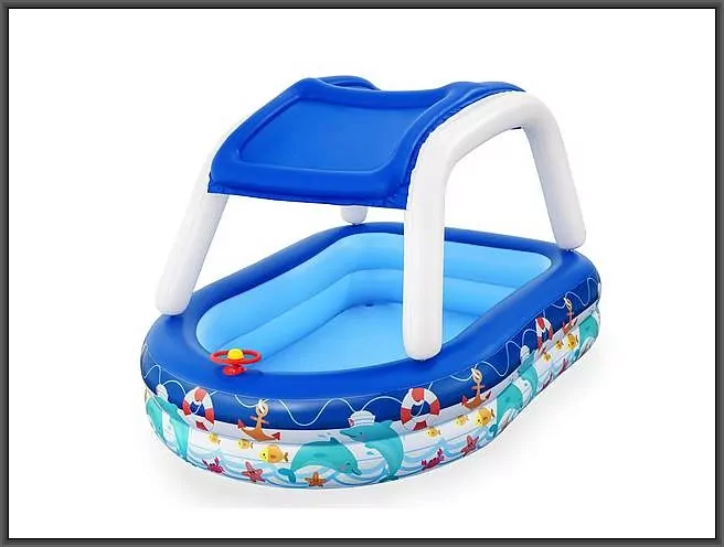 Basen dmuchany familijny z daszkiem Morski Kapitan 2.13m x 1.55m x 1.32m - tantis.pl