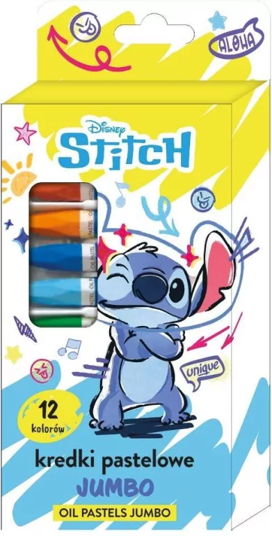 Kredki pastelowe Jumbo 12 kolorów Stitch - tantis.pl